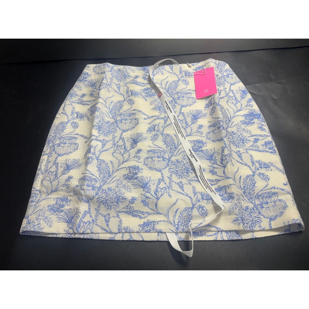 Amanda Uprichard Hope Skirt English Blue Floral Toile Jacquard Mini‎ Medium